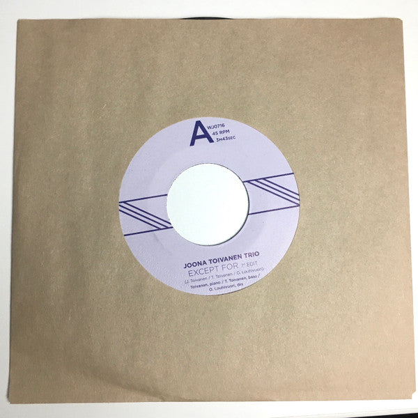 Joona Toivanen Trio : Except For / Keyboard Study No. 2  (7", Single)