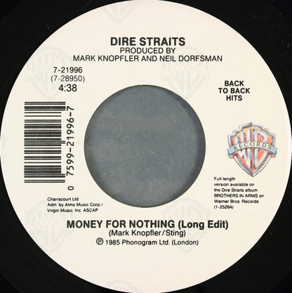 Dire Straits : Money For Nothing (Long Edit) / Twisting By The Pool (7", Single, Spe)
