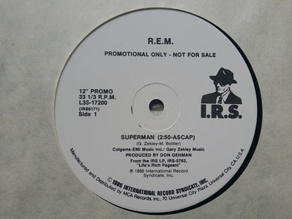 R.E.M. : Superman (12", Single, Promo, Pin)