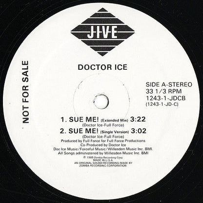 Doctor Ice : Sue Me! / Word Up Doc! (12", Promo)
