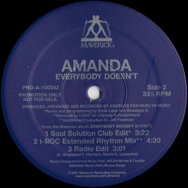 Amanda (4) : Everybody Doesn't (12", Promo)