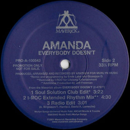 Amanda (4) : Everybody Doesn't (12", Promo)