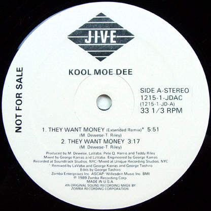 Kool Moe Dee : They Want Money (12", Promo)