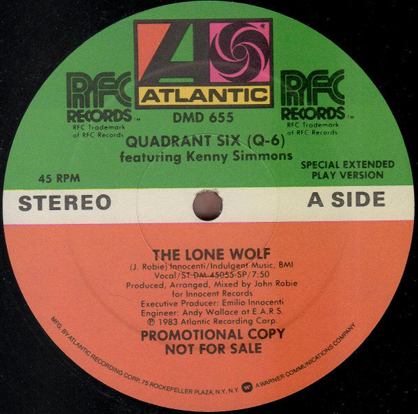 Quadrant Six Featuring Kenny Simmons : The Lone Wolf (12", Promo)