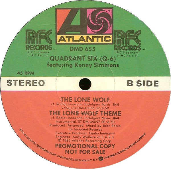 Quadrant Six Featuring Kenny Simmons : The Lone Wolf (12", Promo)
