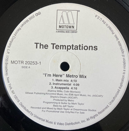The Temptations : I'm Here (Metro Mix) (12", Promo)