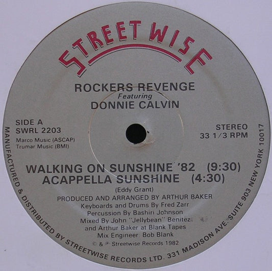 Rockers Revenge Featuring Donnie Calvin : Walking On Sunshine '82 (12")