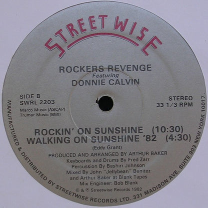 Rockers Revenge Featuring Donnie Calvin : Walking On Sunshine '82 (12")