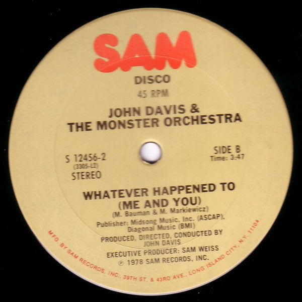 John Davis & The Monster Orchestra : Kojak Theme / Whatever Happened To (Me And You) (12", Single)