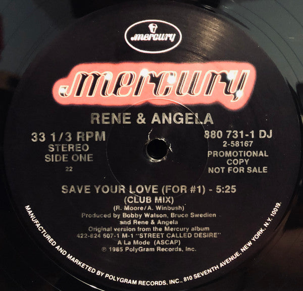 Rene & Angela* : Save Your Love (For #1) (12", Promo, 22)