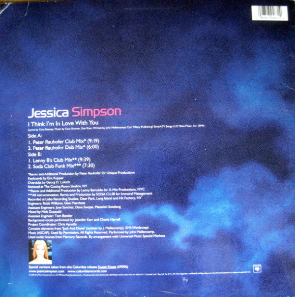 Jessica Simpson : I Think I'm In Love With You (12", Single)