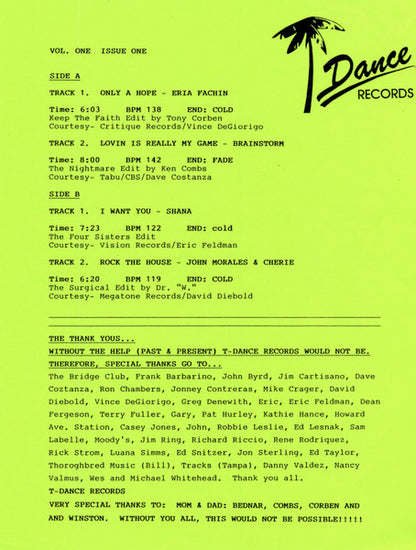 Various : T-Dance Records Vol 1 No 1 (12", Comp, Promo)
