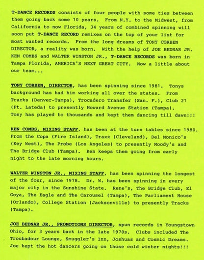 Various : T-Dance Records Vol 1 No 1 (12", Comp, Promo)