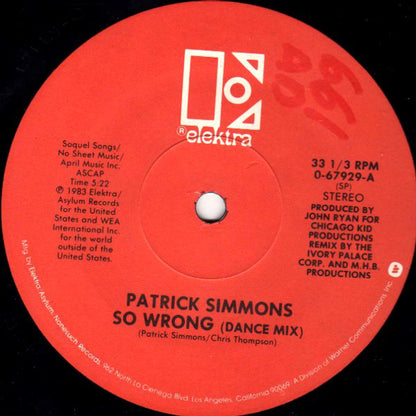 Patrick Simmons : So Wrong (12")