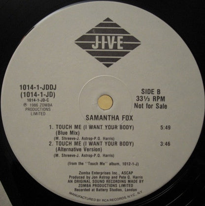 Samantha Fox : Touch Me (I Want Your Body) (12", Promo)