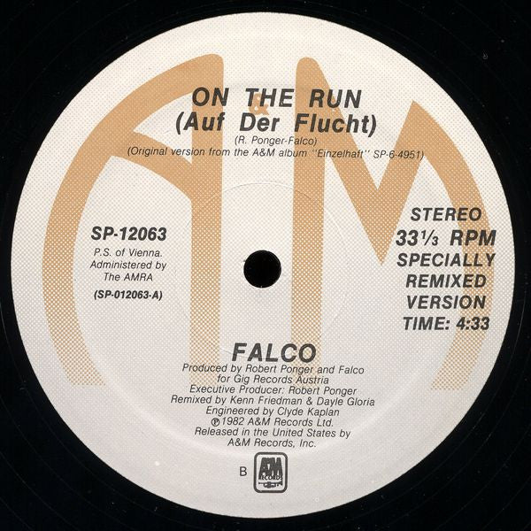 Falco : On The Run (Specially Remixed Version) (12", EP)