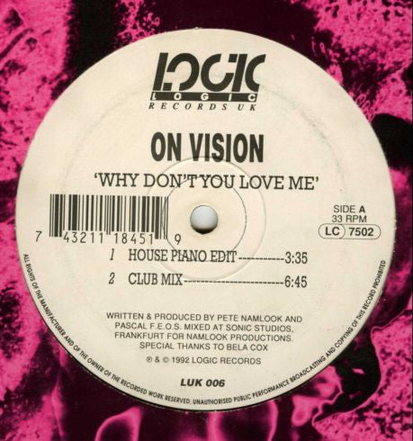 On Vision : Why Don't You Love Me (12")