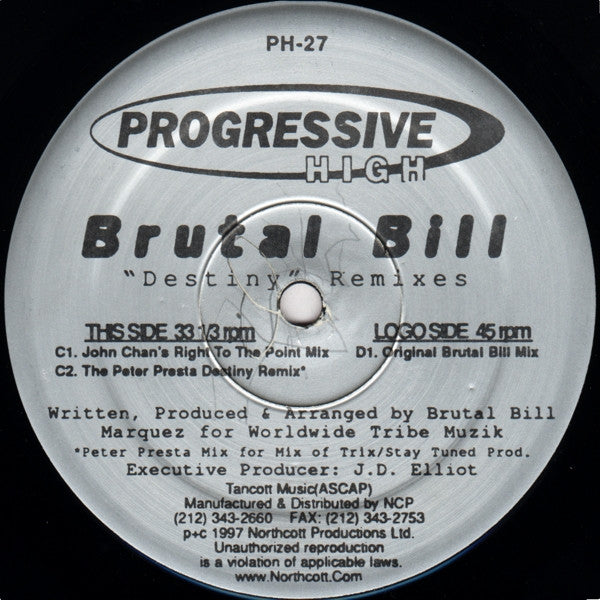 Brutal Bill : Destiny (Remixes) (2x12")