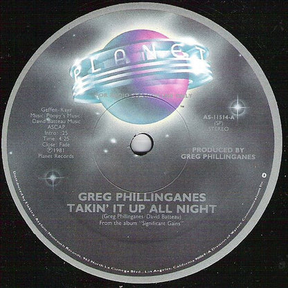 Greg Phillinganes : Takin' It Up All Night (12", Mono, Promo)
