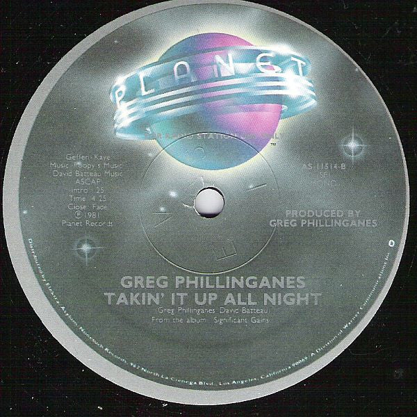 Greg Phillinganes : Takin' It Up All Night (12", Mono, Promo)