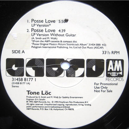 Tone Loc : Posse Love (12", Promo)