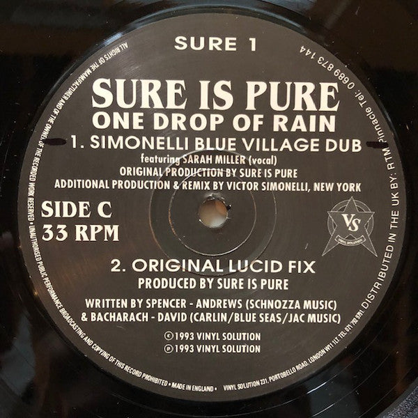 Sure Is Pure : One Drop Of Rain (2x12", Promo)