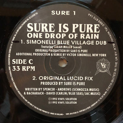 Sure Is Pure : One Drop Of Rain (2x12", Promo)