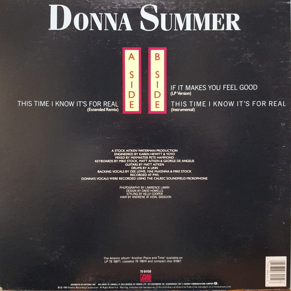 Donna Summer : This Time I Know It's For Real (12")