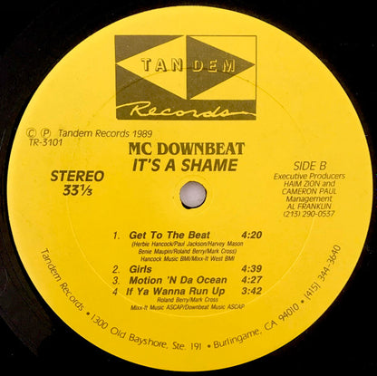 MC Downbeat : It's A Shame (LP, Album)