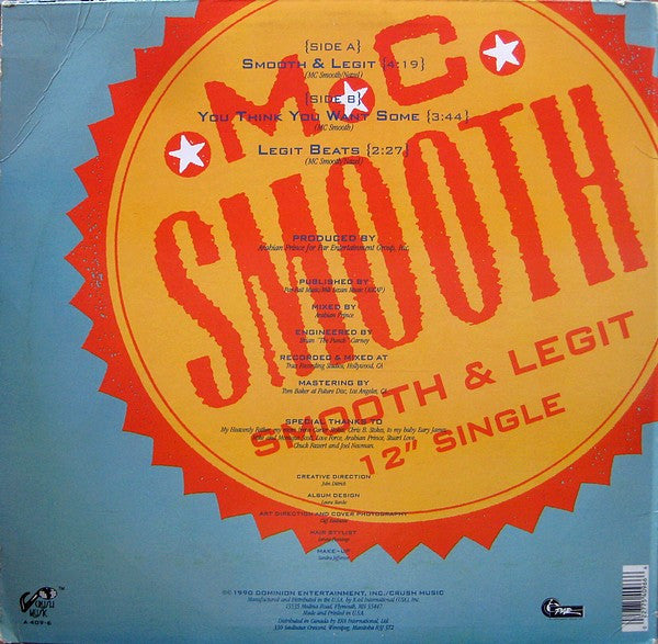 M.C. Smooth* : Smooth & Legit (12", Single)