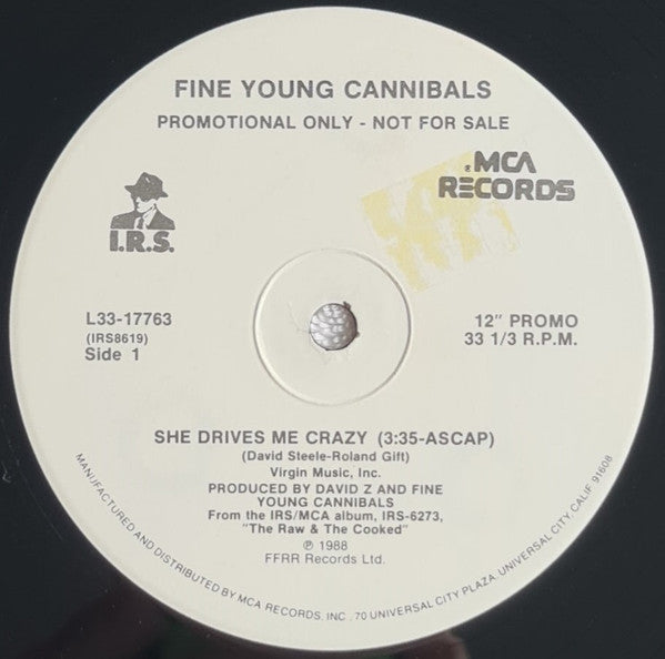 Fine Young Cannibals : She Drives Me Crazy (12", Promo)