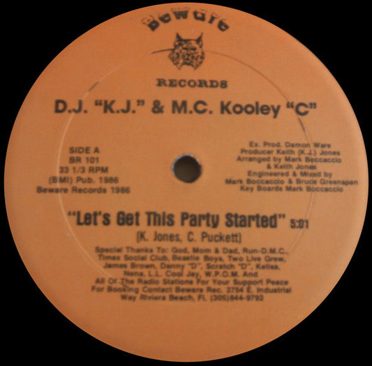 DJ KJ & MC Kooley C : Let's Get This Party Started (12", Ora)