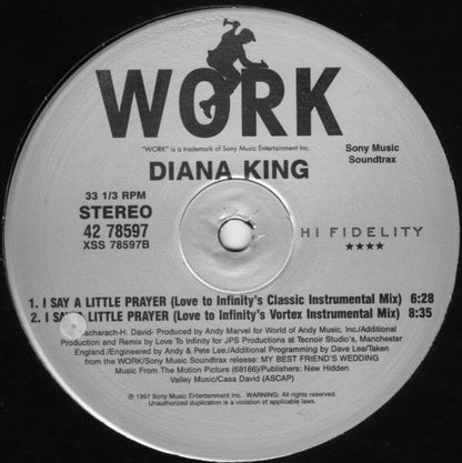 Diana King : I Say A Little Prayer (12", Single)