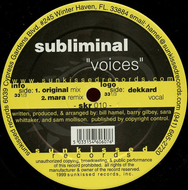 Subliminal (4) : Voices (12")