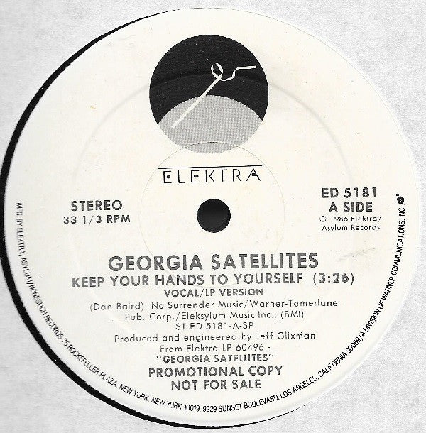 Georgia Satellites* : Keep Your Hands To Yourself (12", Single, Promo)