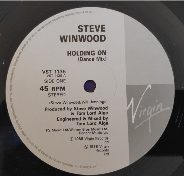 Steve Winwood : Holding On (12", Single)