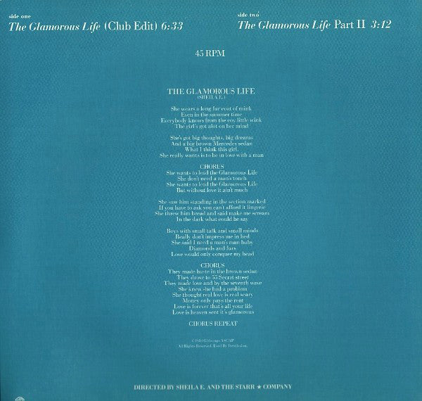 Sheila E. : The Glamorous Life (12", Maxi, All)