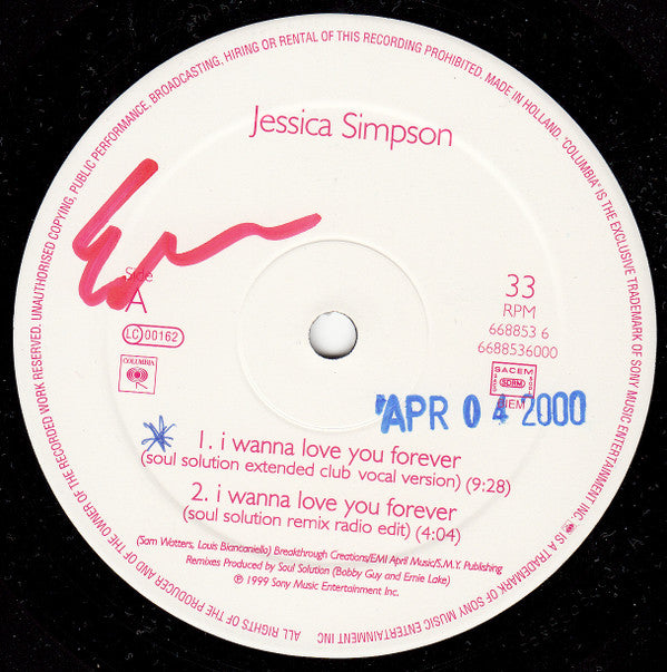 Jessica Simpson : I Wanna Love You Forever (12")