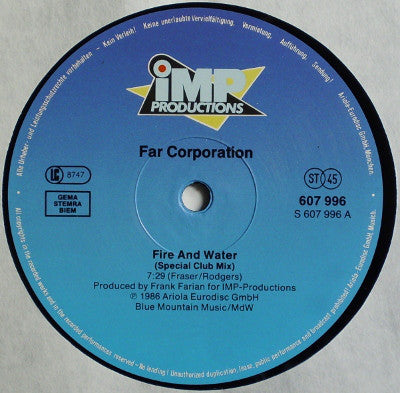 Far Corporation : Fire And Water (Special Club Mix) / You Are The Woman (12", Maxi)