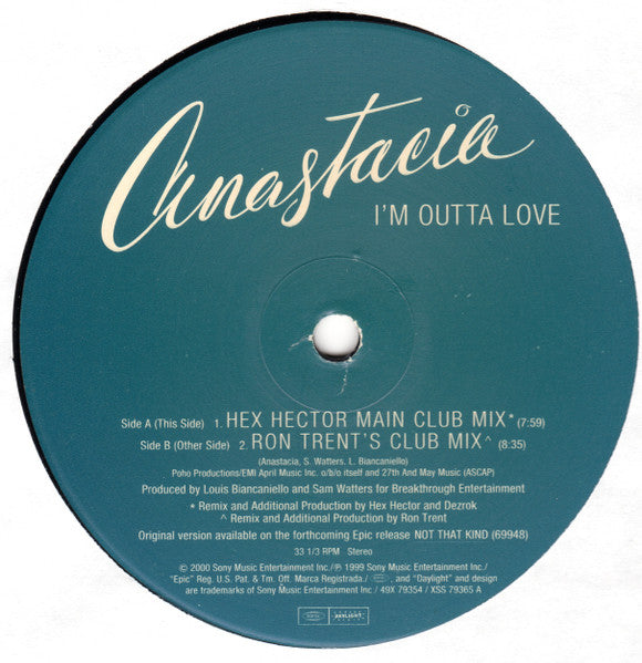 Anastacia : I'm Outta Love (2x12", Single)