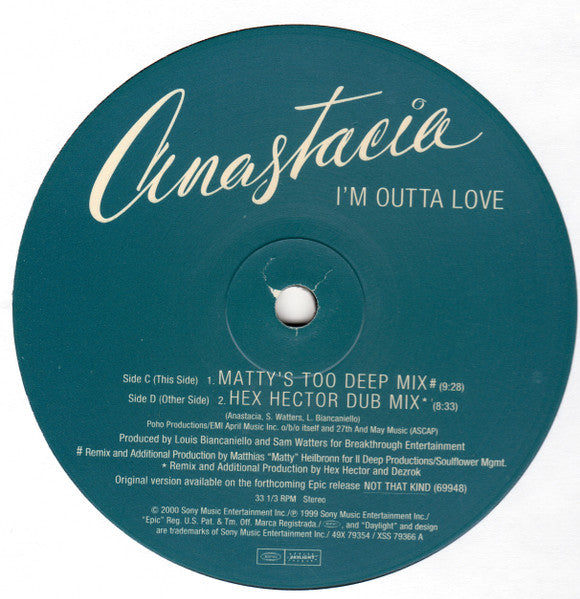 Anastacia : I'm Outta Love (2x12", Single)