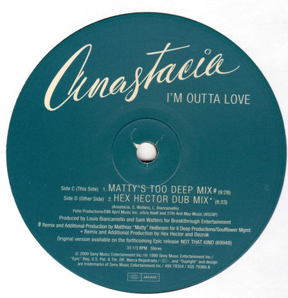 Anastacia : I'm Outta Love (2x12", Single)