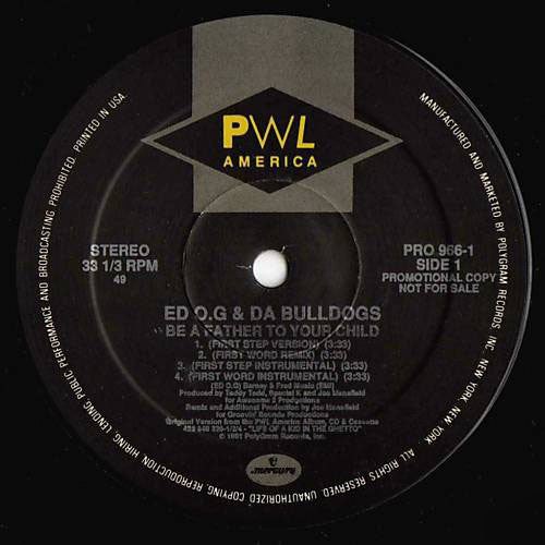 Ed O.G & Da Bulldogs : Be A Father To Your Child (12", Promo)