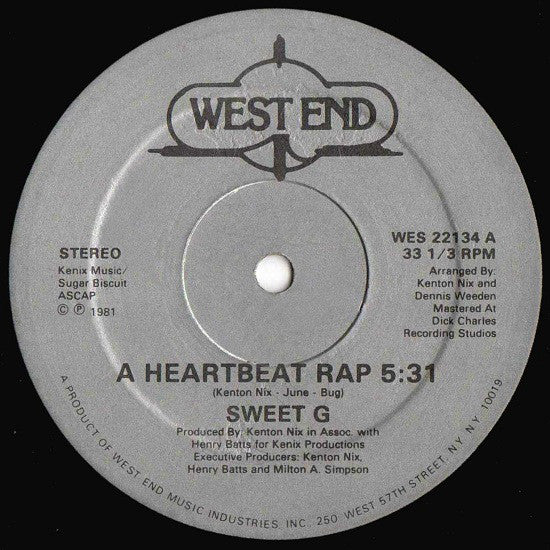 Sweet G : A Heartbeat Rap (12", Single)
