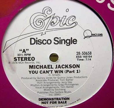 Michael Jackson : You Can't Win (12", Promo)