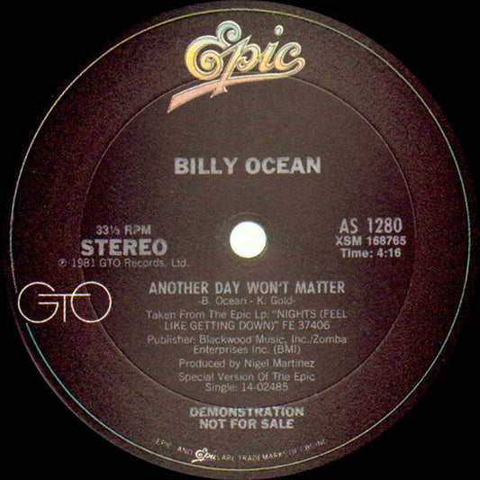 Billy Ocean : Another Day Won't Matter (12", Promo)