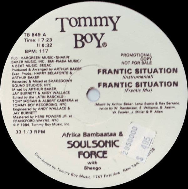 Afrika Bambaataa & Soulsonic Force With Shango : Frantic Situation (12", Promo)