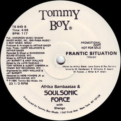 Afrika Bambaataa & Soulsonic Force With Shango : Frantic Situation (12", Promo)