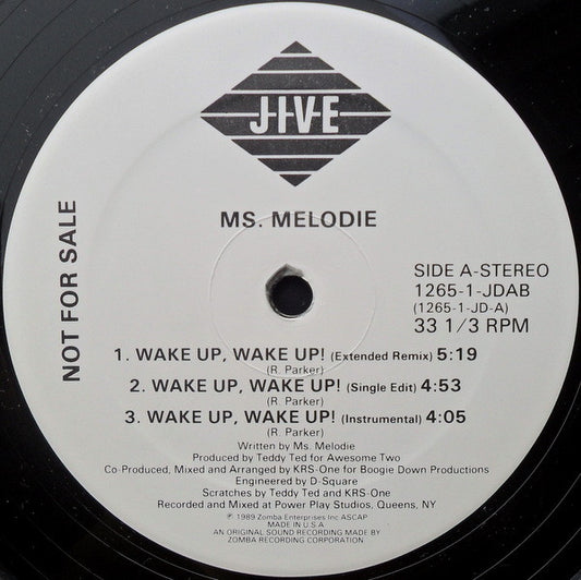 Ms. Melodie : Wake Up, Wake Up! / Live On Stage (12", Promo)