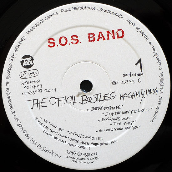 The S.O.S. Band : The Official Bootleg Mega-Mix B/W Take Your time (Do It Right) (12", Maxi)